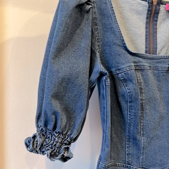 💙NWOT Betsy Johnson Denim Puff Sleeve Dress in Size Small - Picture 3 of 9